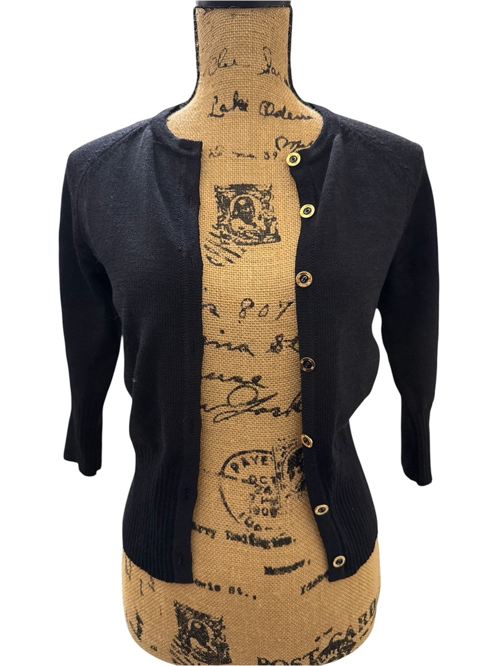 St. John Sport Black Knit Cardigan w/ Gold Buttons - Women